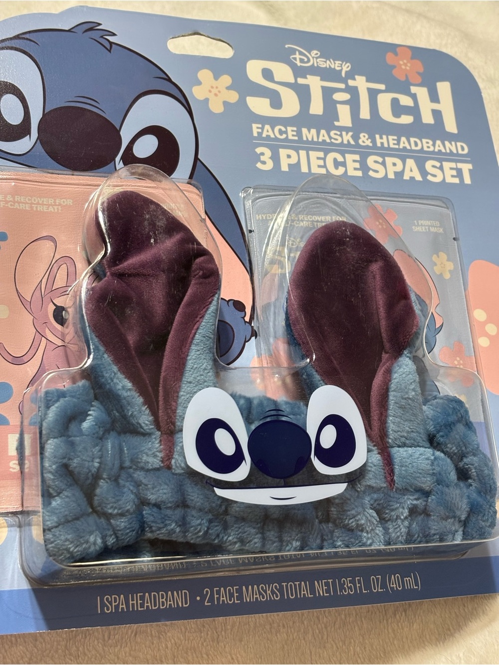 Disney Stitch Spa Headband and Face Mask Set - Blue & Purple